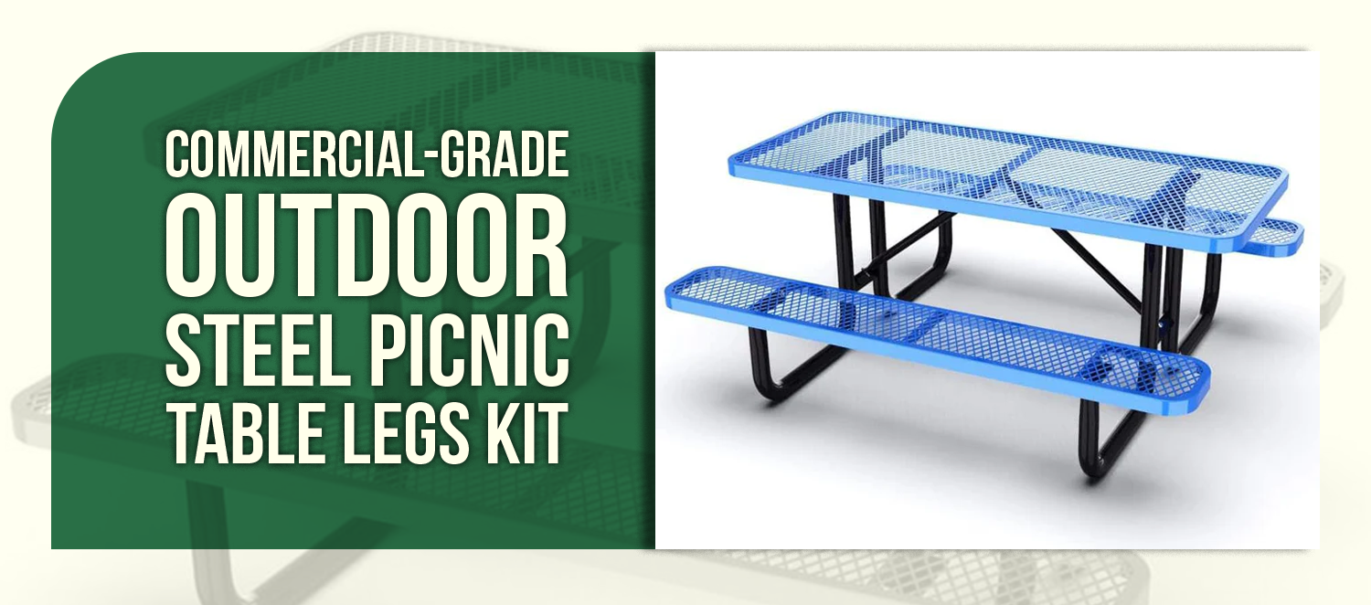 Commercial-Grade Outdoor Steel Picnic Table Legs Kit