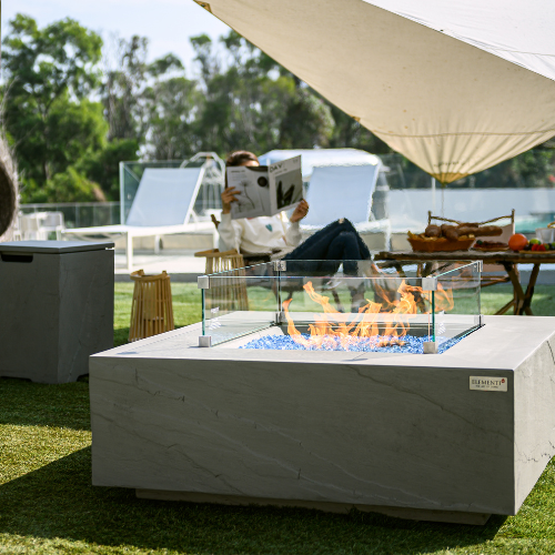 Space Grey-Capertee Fire Tableon grass with tent