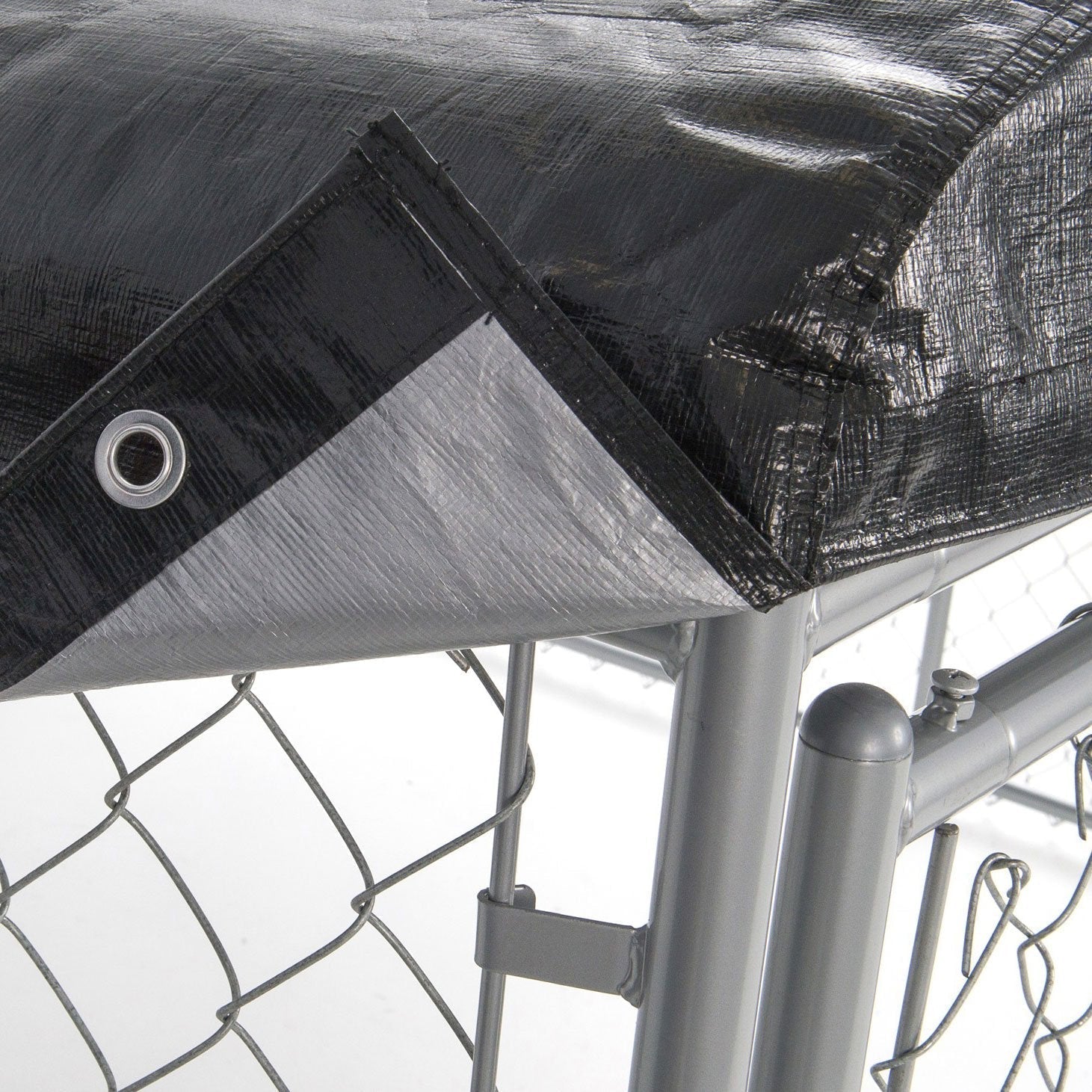 Lucky Dog 10' x 10' Chain Link Dog Kennel (2 Pack) & Waterproof Roof (2 Pack) - 174385