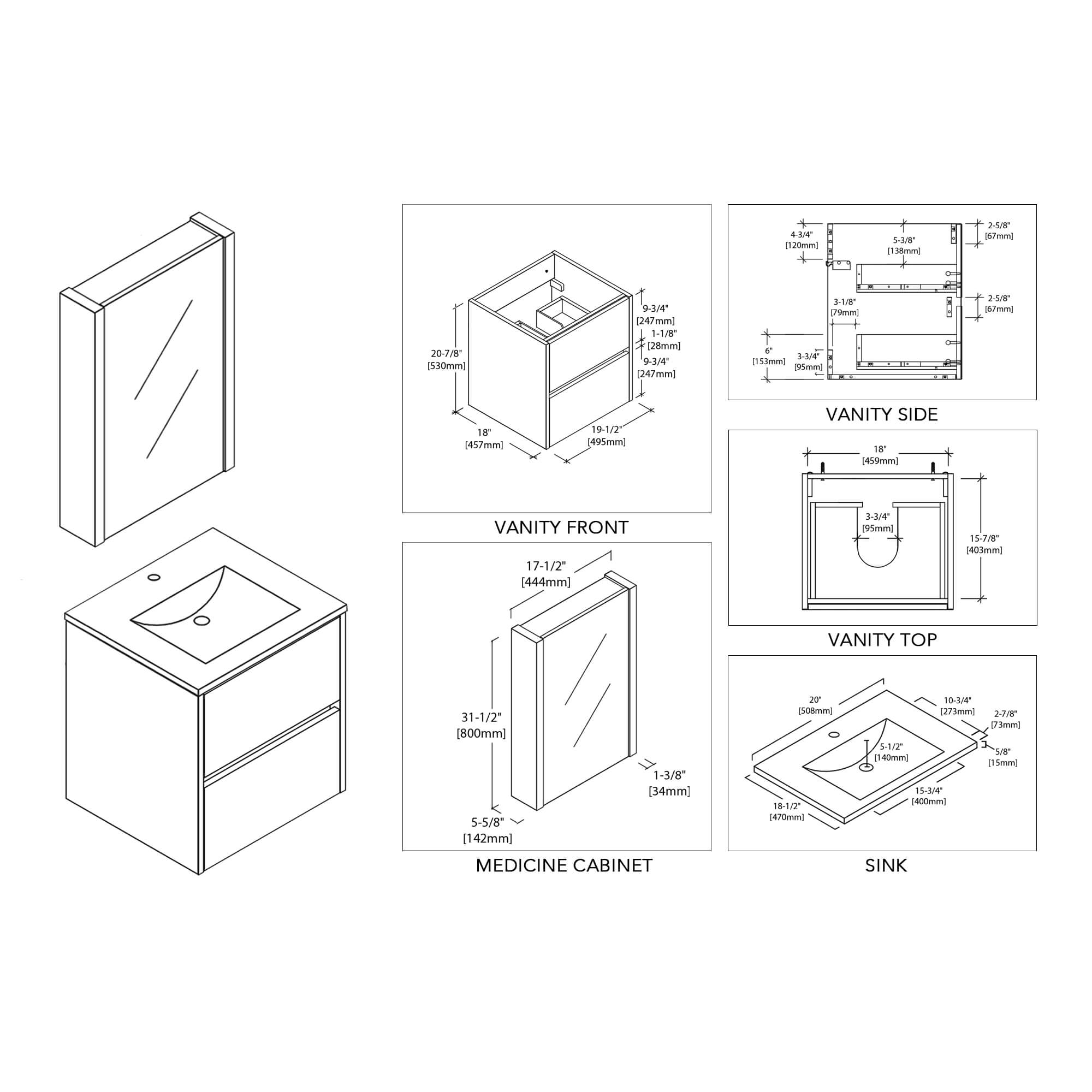 Blossom Valencia 20 Inch Bathroom Vanity - V8016 20 01