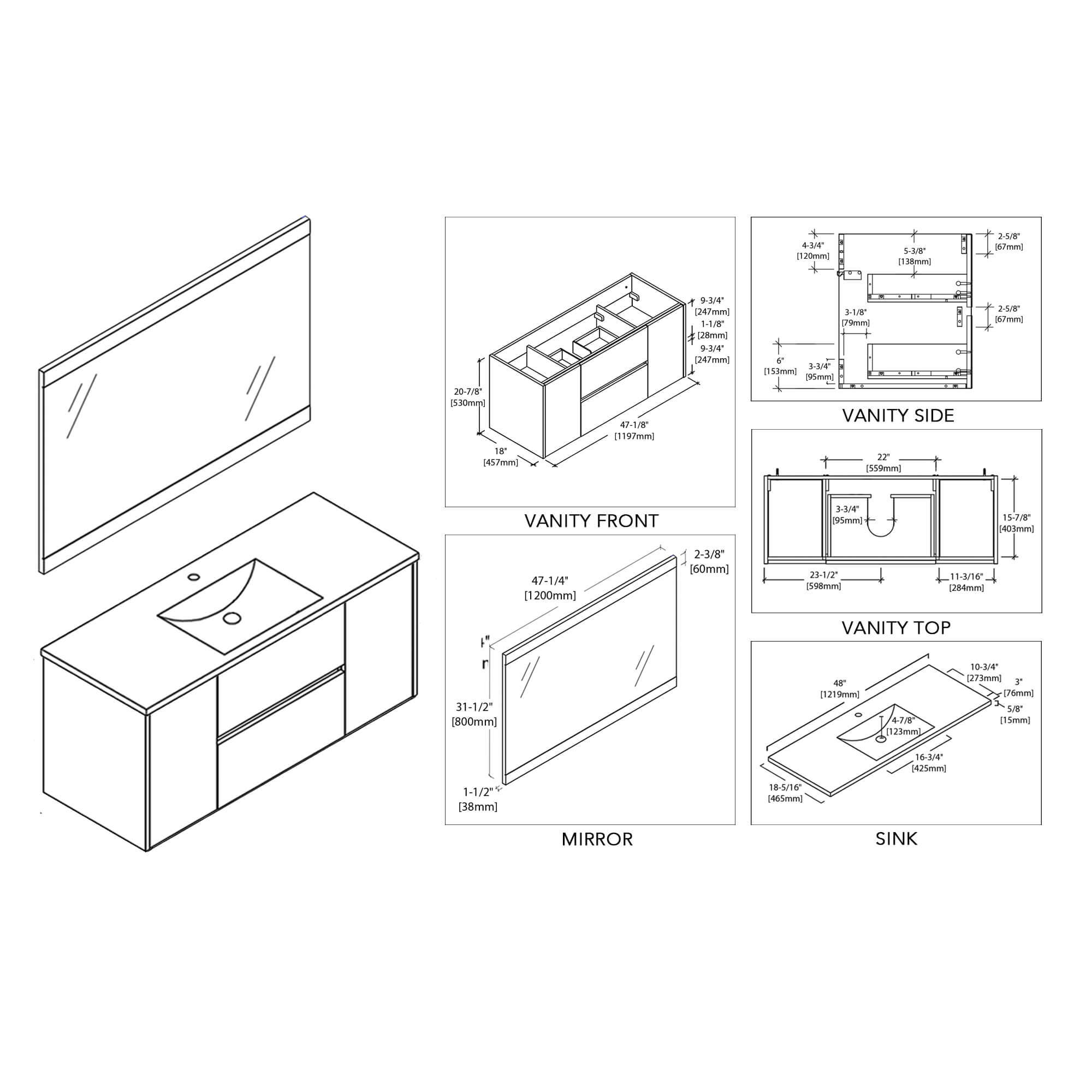 Blossom Valencia 48 Inch Bathroom Single Vanity - V8016 48 01S