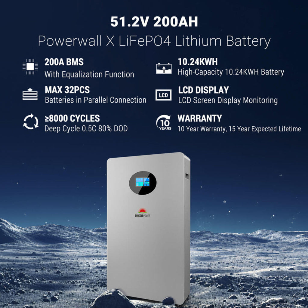 SunGold Power X LITHIUM BATTERY 51.2V 200AH  - SG48200T
