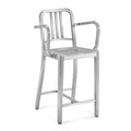 Emeco 1006 Navy Counter Stool With Arms - 1006 24A