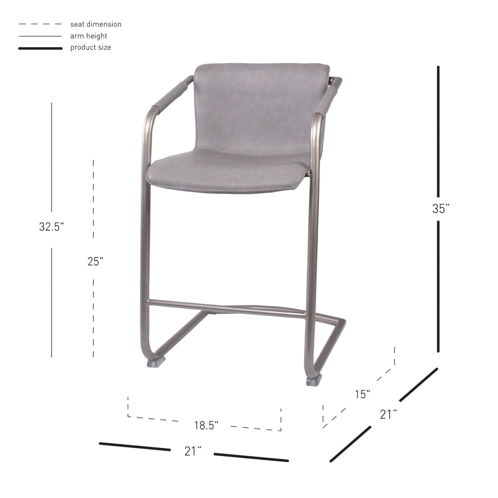 New Pacific Direct Indy PU Leather Counter Stool, (Set of 2)  - 1060004-216