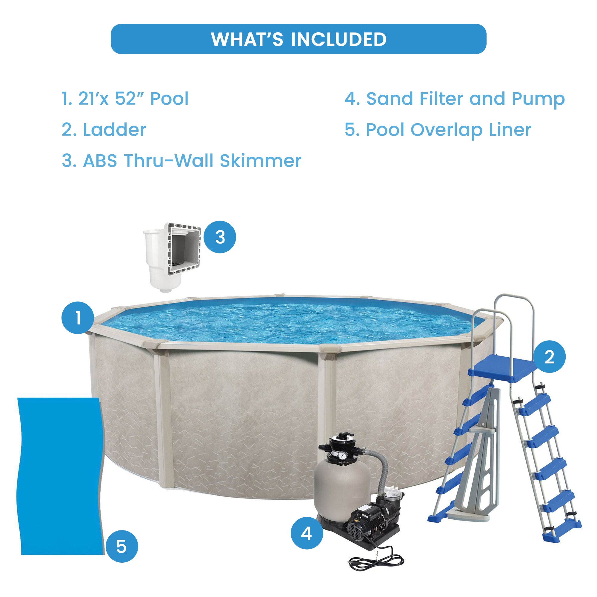 Aquarian Phoenix 21 Ft x 52 In Above Ground Pool w/ Pump, Ladder, & Accessories - 108863