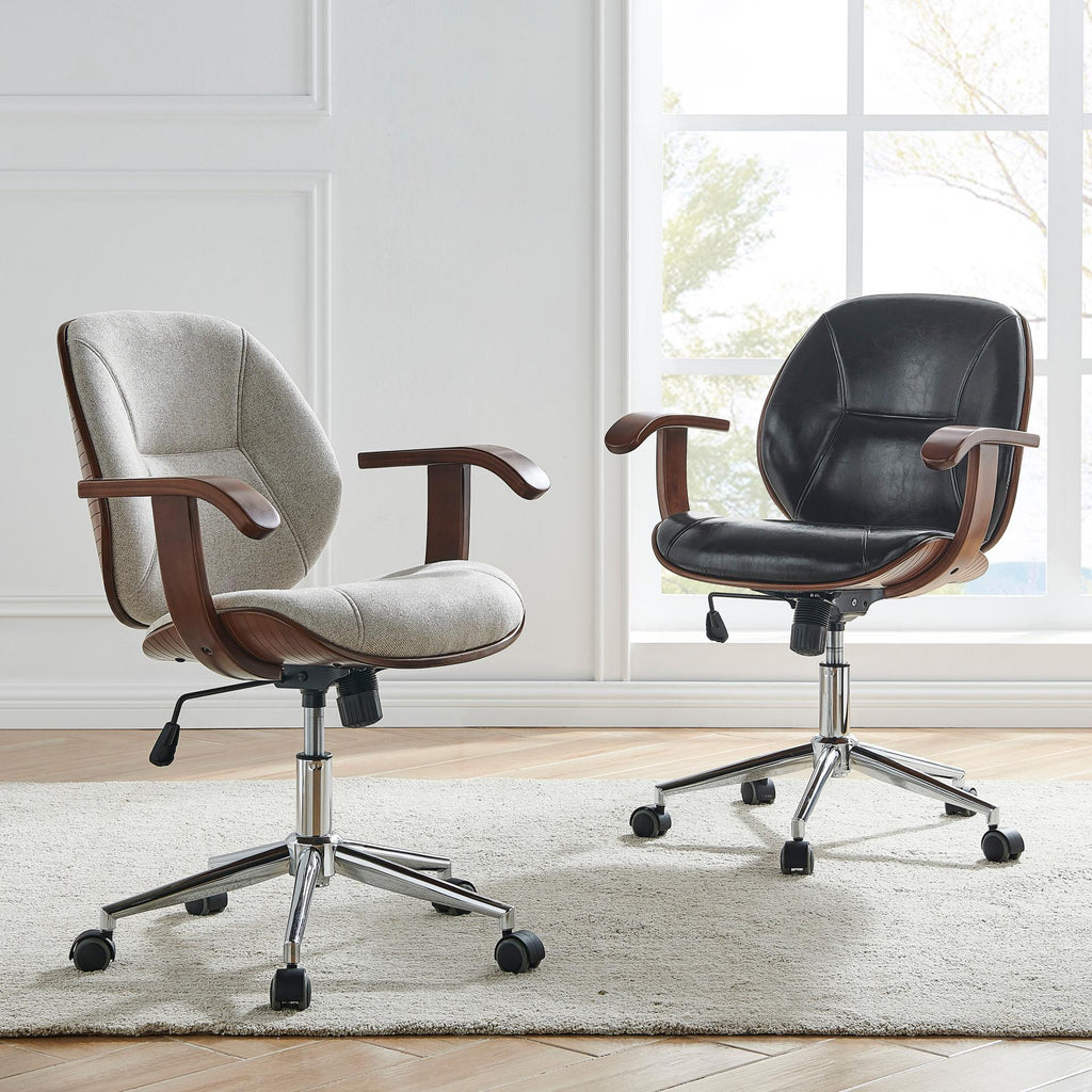New Pacific Direct Samuel PU Bamboo Office Chair w/ Armrest  - 1160030-BWL