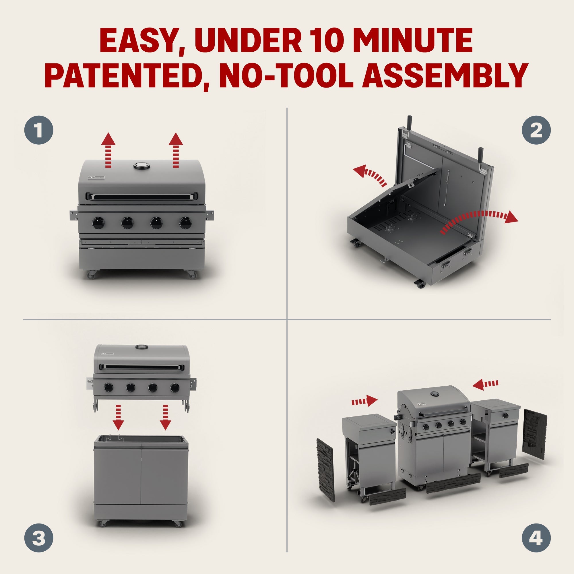 TYTUS Fresno 5-Burner LP/NG Convertible Grill in Gunmetal + Ash Stone - TDT-021-0104