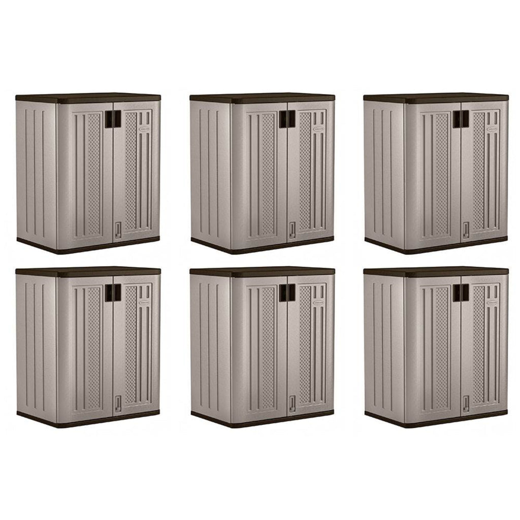 Suncast 9 Cu Ft Heavy Duty Resin Garage Base Storage Cabinet, Platinum (6 Pack) - 120281