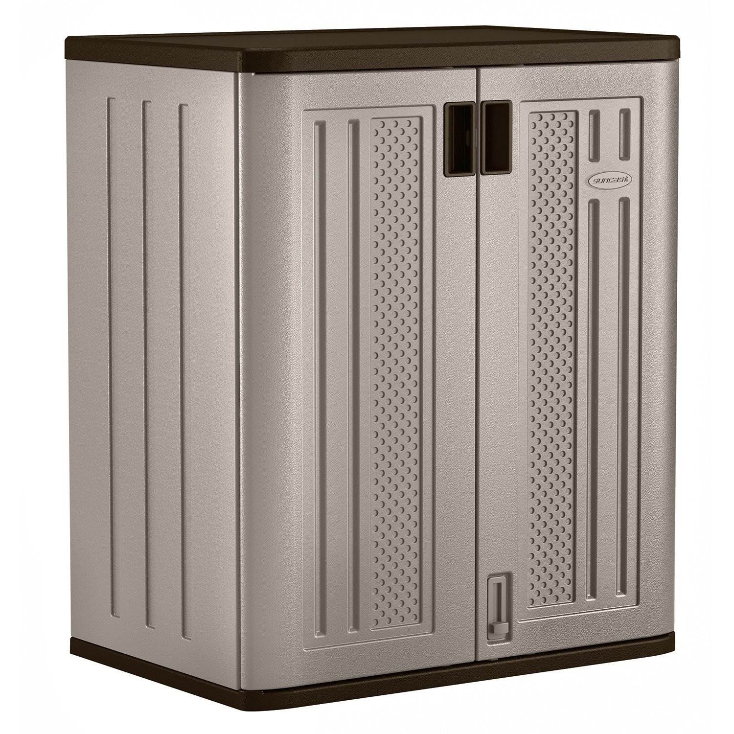 Suncast 9 Cu Ft Heavy Duty Resin Garage Base Storage Cabinet, Platinum (6 Pack) - 120281