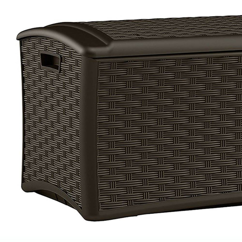 Suncast 72 Gallon Resin Wicker Outdoor Patio Storage Deck Box, Brown (4 Pack) - 123040