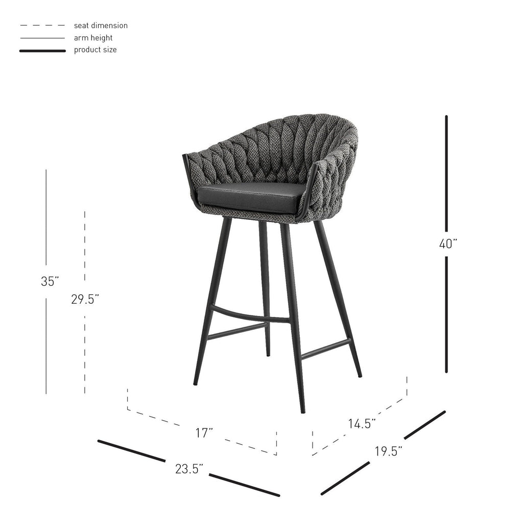 New Pacific Direct Fabian Fabric/ PU Bar Stool w/ Arms  - 1240017-5776