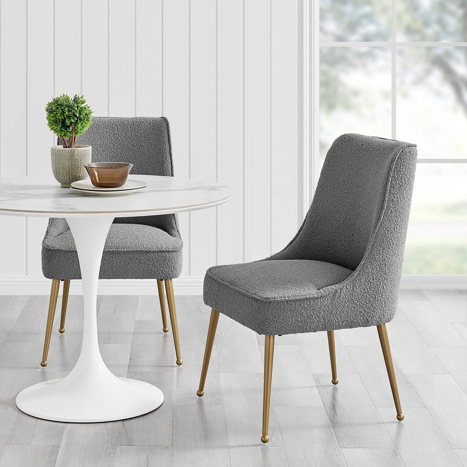 New Pacific Direct Cedric Fabric Dining Side Chair Gold Legs, (Set of 2)  - 1250026-564
