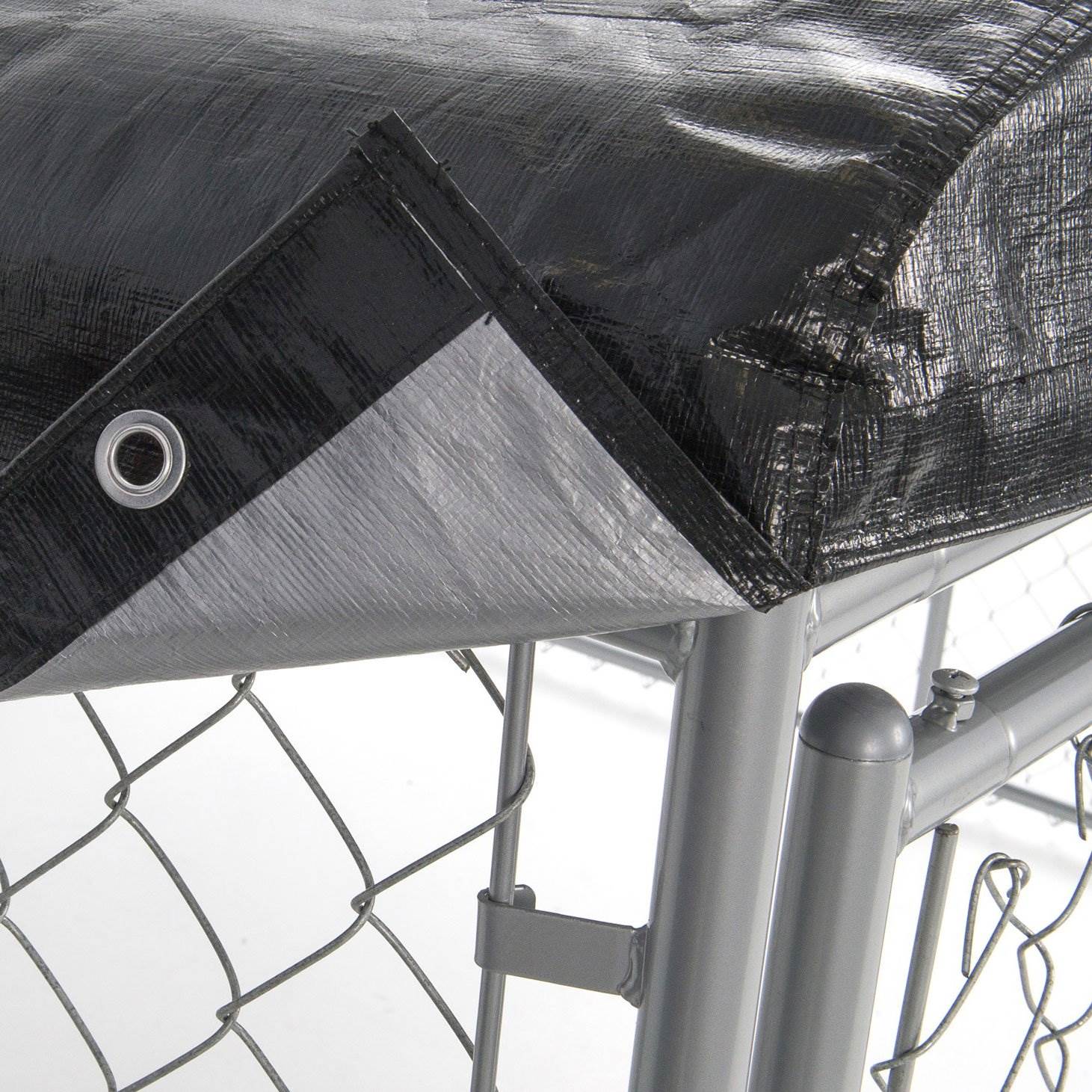 Lucky Dog 10 x 10 Ft Outdoor Steel Chain Link Dog Kennel & Waterproof Roof Cover - 126758