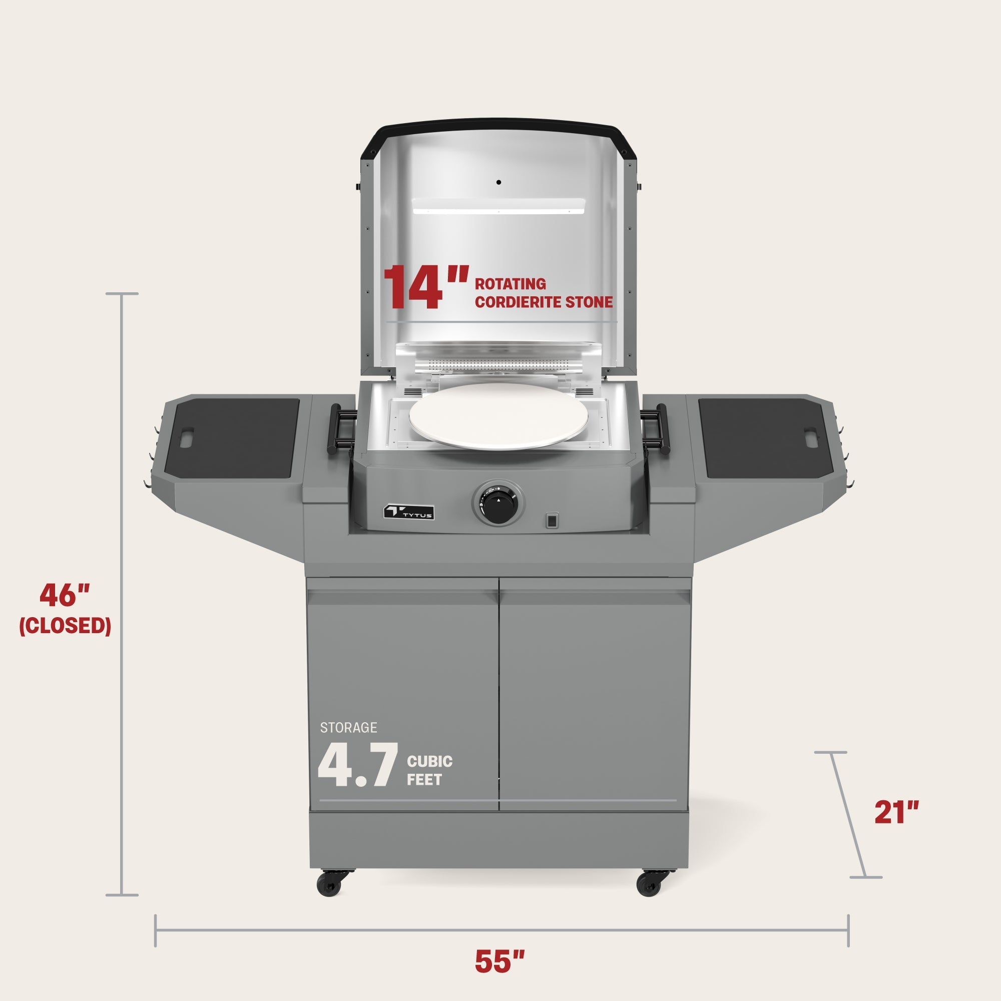 TYTUS Emberwood Pizza Oven with Grill and Prep Cart - TDT-CRT-GPZA