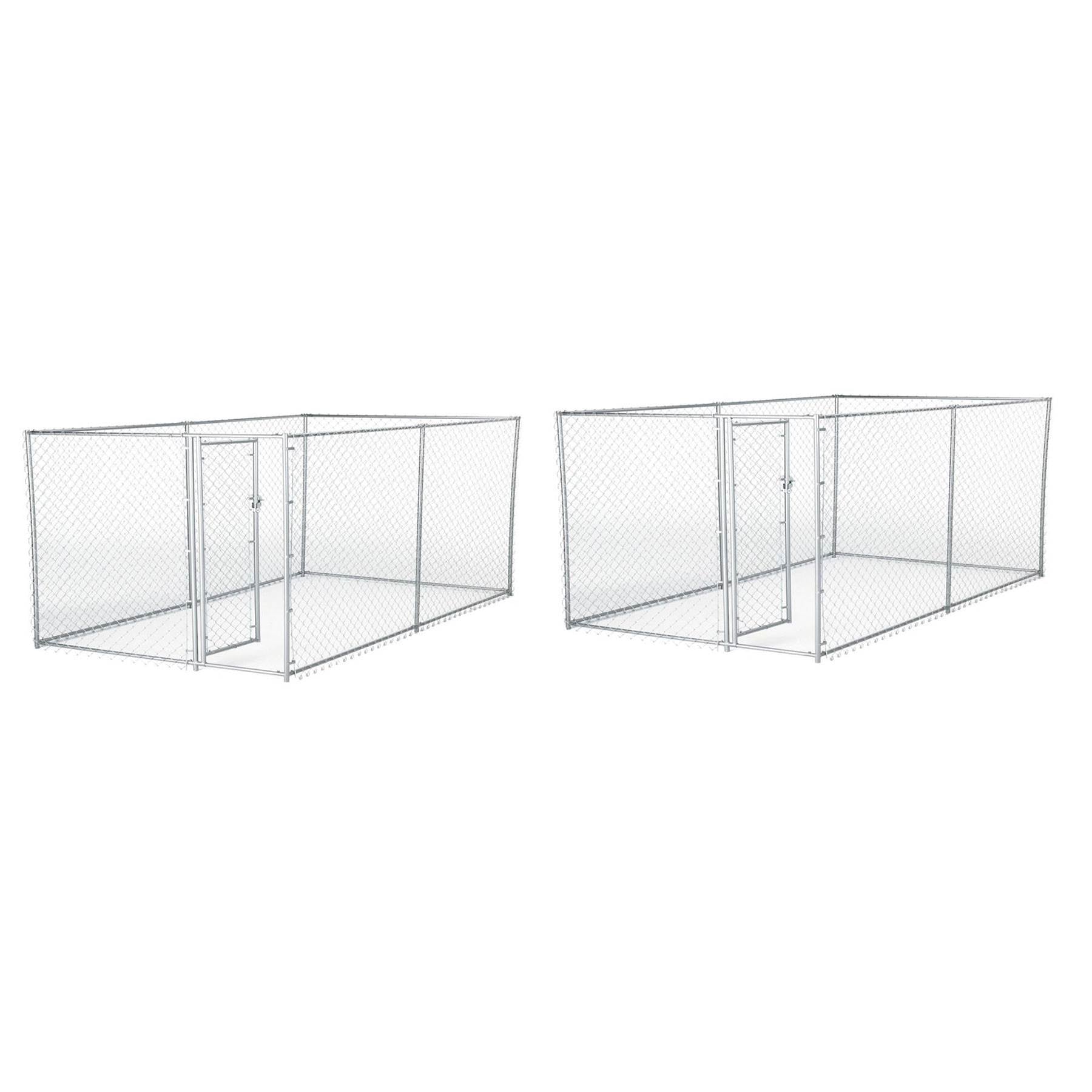 Lucky Dog 10 x 5 x 4 Foot Heavy Duty Outdoor Chain Link Kennel Enclosure (2 Pk) - 130240