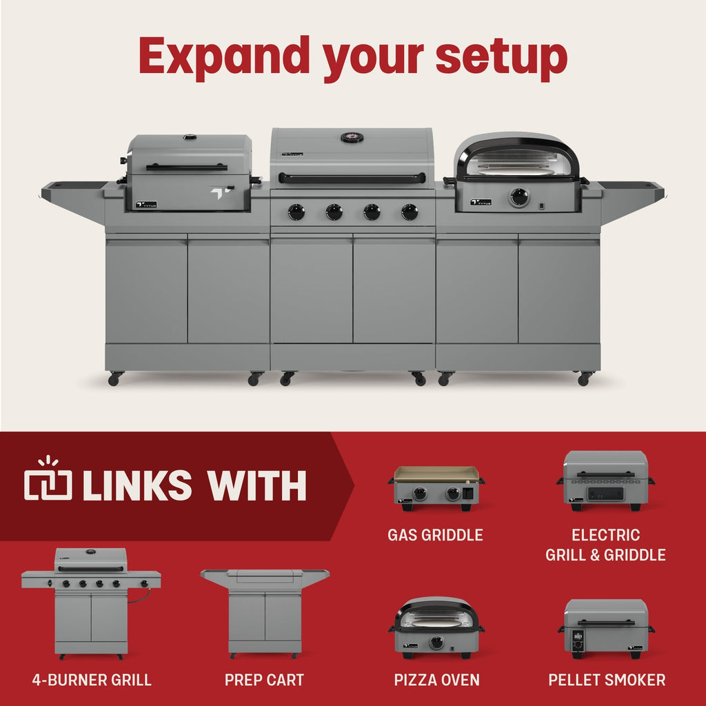 TYTUS Emberwood Charcoal Grill with Grill and Prep Cart - TDT-CRT-CHAR