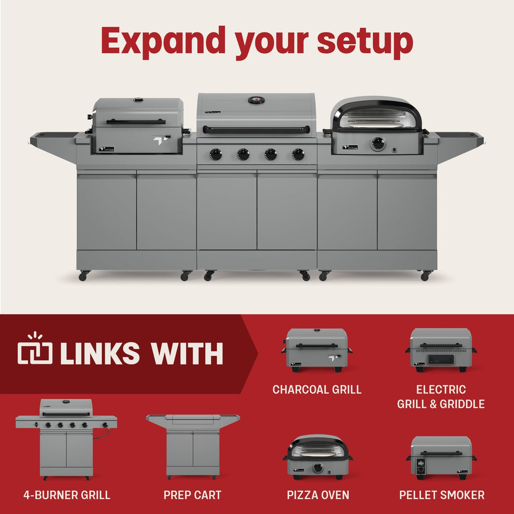 TYTUS Emberwood Gas Griddle with Grill and Prep Cart - TDT-CRT-GGRD