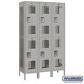 Salsbury 15" Wide Double Tier Vented Metal Locker - 3 Wide - 82365GY-A