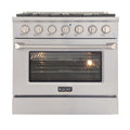 Kucht Professional 36 in. Propane Gas Burner/Electric Oven Range in Stainless Steel with Silver Knobs -  KDF362/LP-S