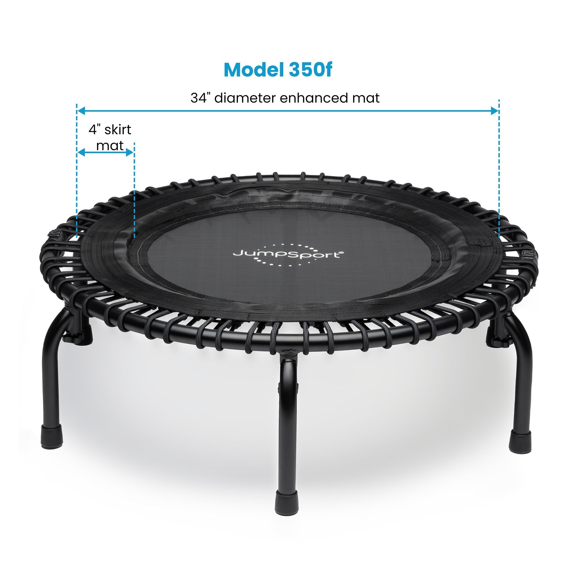 Disc-O-Bed JumpSport 350f Indoor Lightweight 39-Inch Folding Fitness Trampoline, Black - 168414