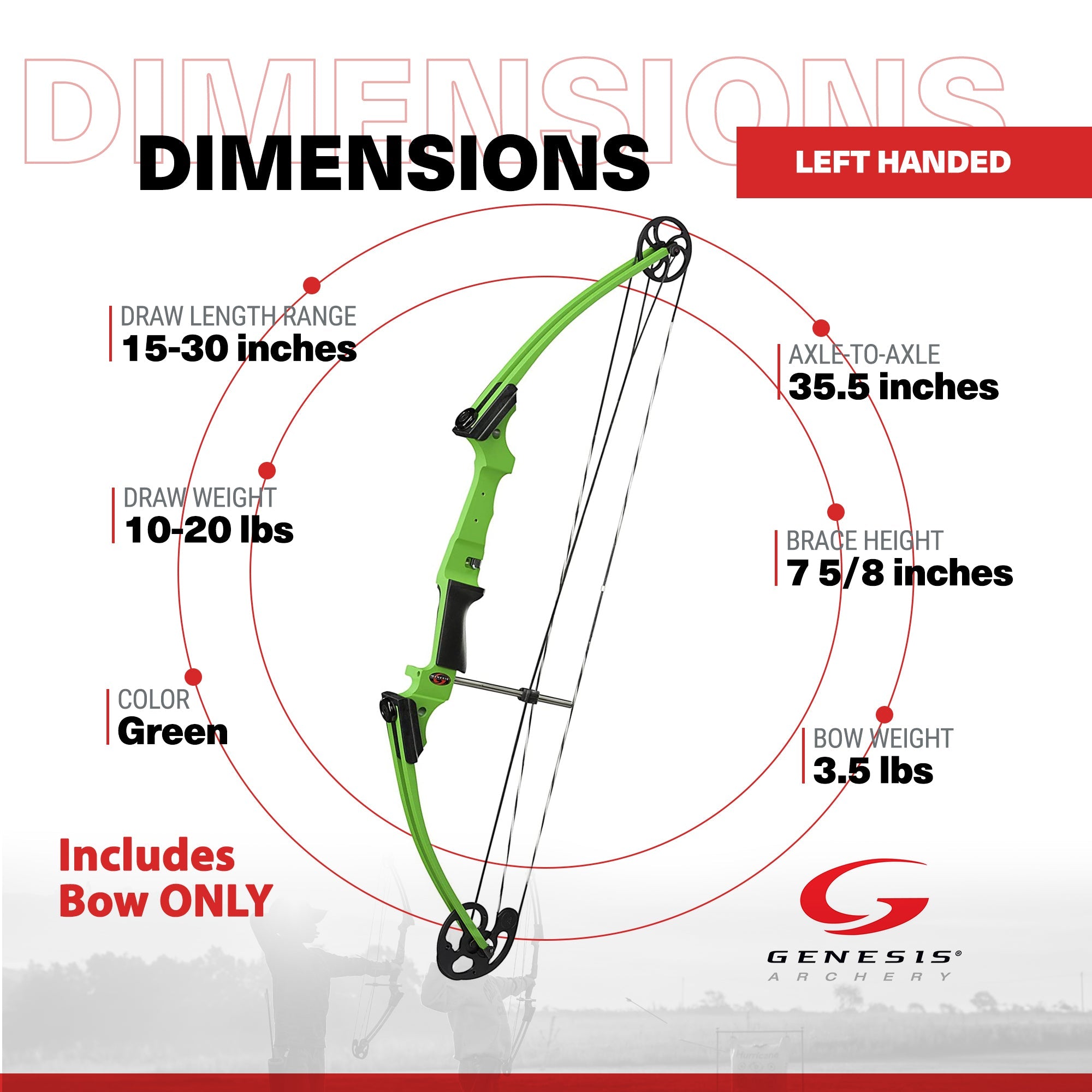 Genesis Archery Compound Bow Adjustable Sizing for Left Handed, Green (3 Pack) - 323631