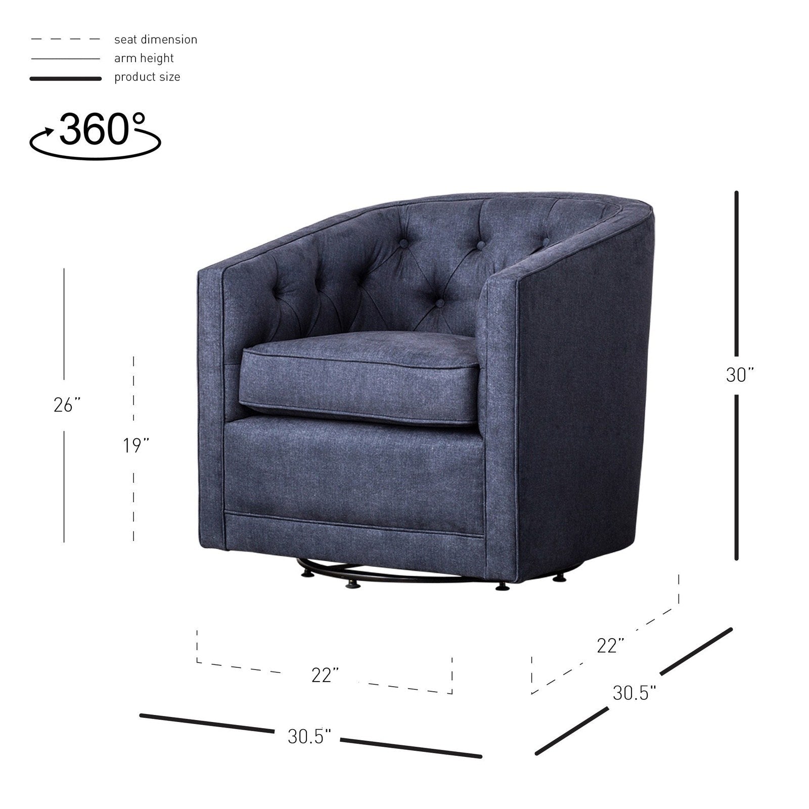 New Pacific Direct Walsh Fabric Swivel Chair  - 1900101-157
