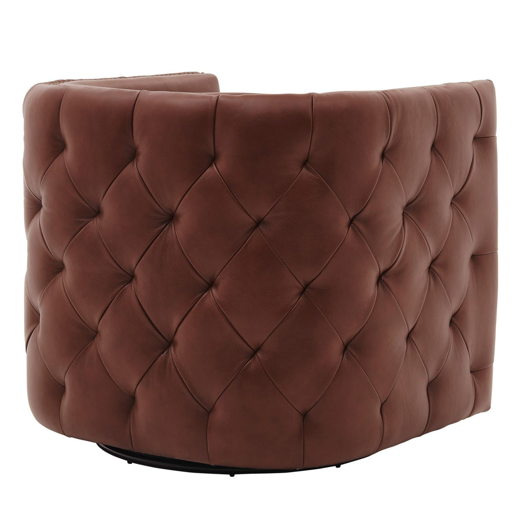 New Pacific Direct Leslie Top Grain Leather Swivel Tufted Chair  - 1900152-426