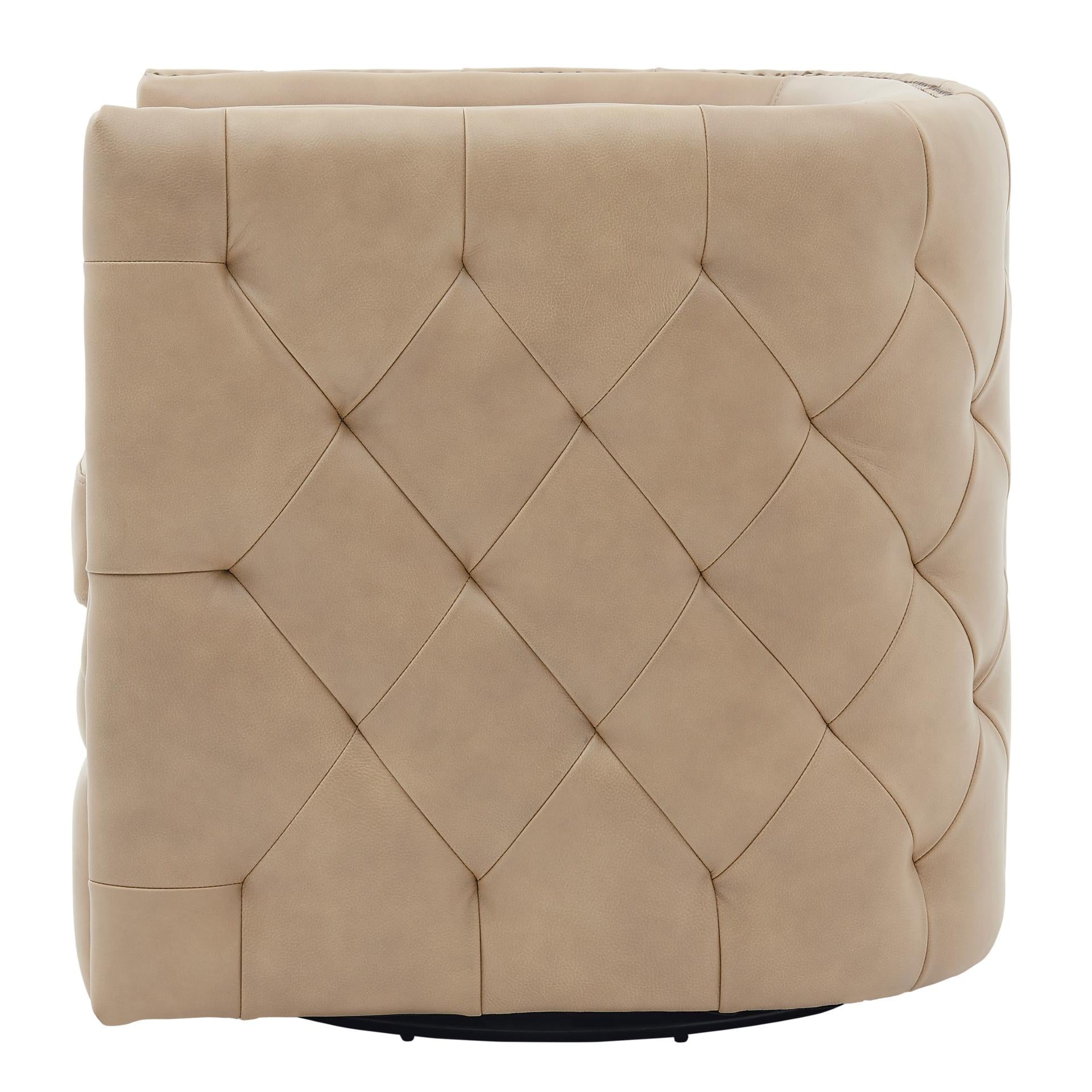 New Pacific Direct Leslie Top Grain Leather Swivel Tufted Chair  - 1900152-427