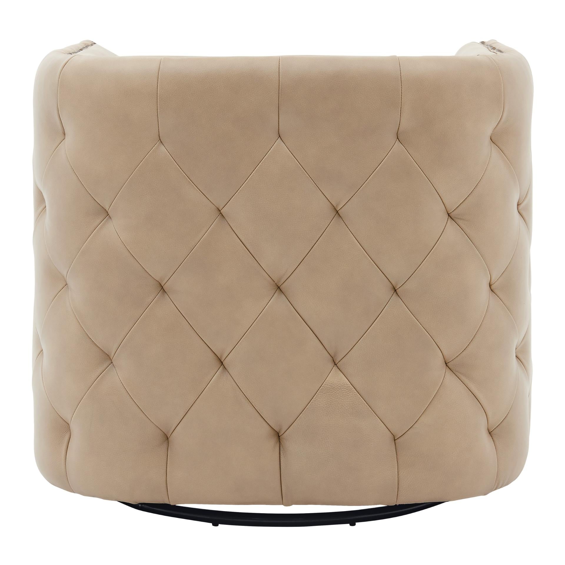 New Pacific Direct Leslie Top Grain Leather Swivel Tufted Chair  - 1900152-427