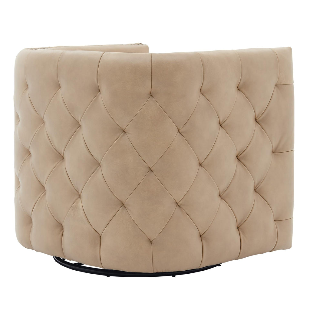 New Pacific Direct Leslie Top Grain Leather Swivel Tufted Chair  - 1900152-427