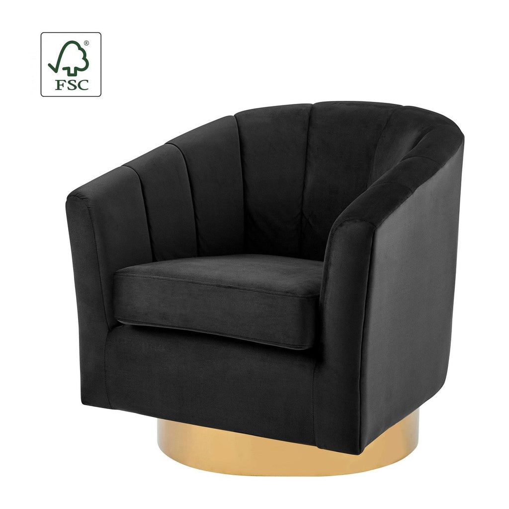 New Pacific Direct Natasha Velvet Fabric w/ Gold Metal Swivel Accent Arm Chair  - 1900187-575