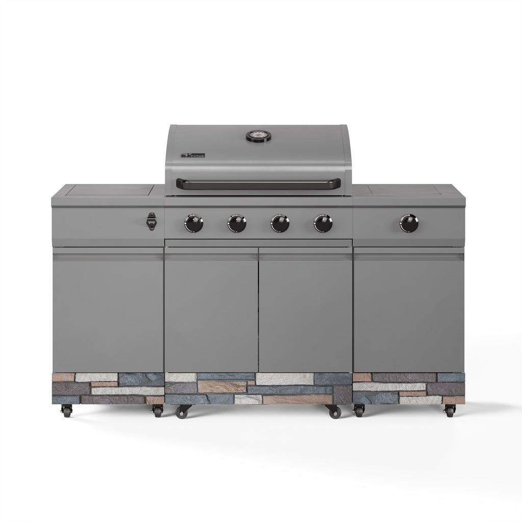 TYTUS Fresno 5-Burner LP/NG Convertible Grill in Gunmetal + Ash Stone - TDT-021-0104