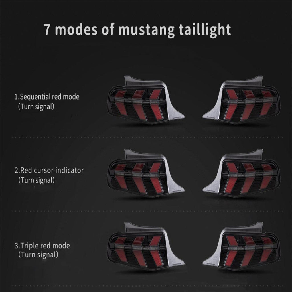 Auxbeam LED Tail Lights Assembly With 5 Modes Turn Signal 2 Modes Brake Lighting Smoked For 2010-2012 Ford Mustang 5th Gen (S-197 II) Pre-Facelift - ZC000162