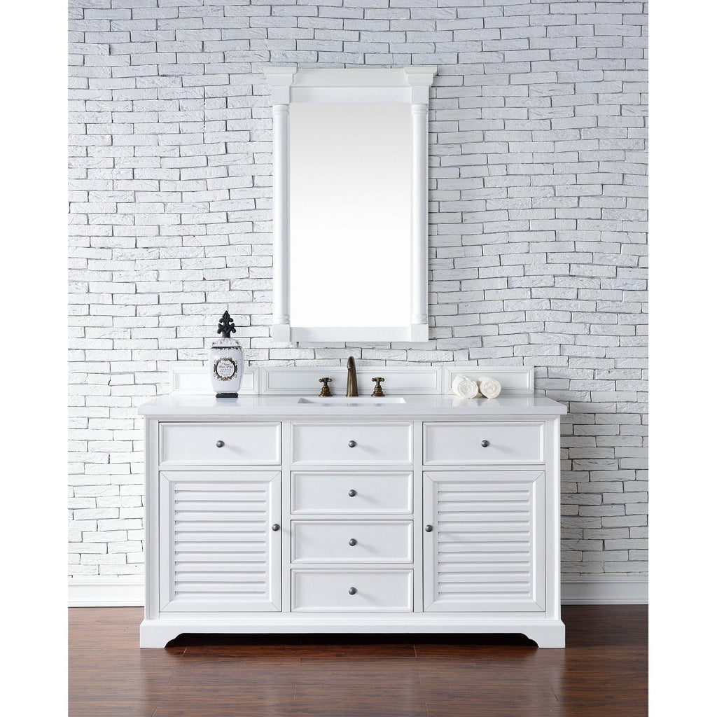 James Martin Vanities Savannah 60" Bright White Single Vanity - 238-104-V60S-BW-3AF