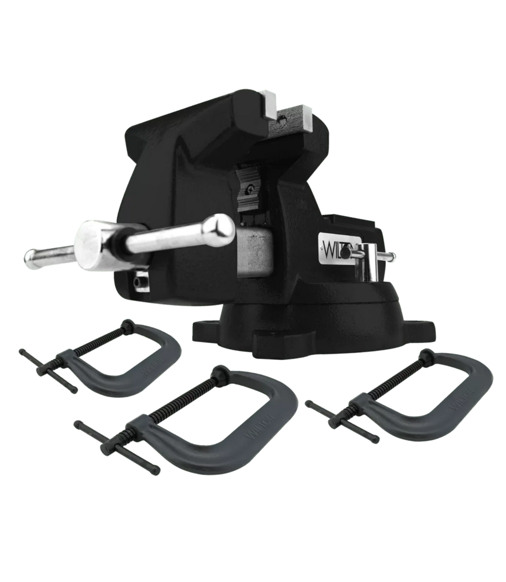 WILTON Holding Strong Kit, Black 746 Mechanic's Vise, & 3 PC. 400 Series C-Clamp Set - WL9-21500K