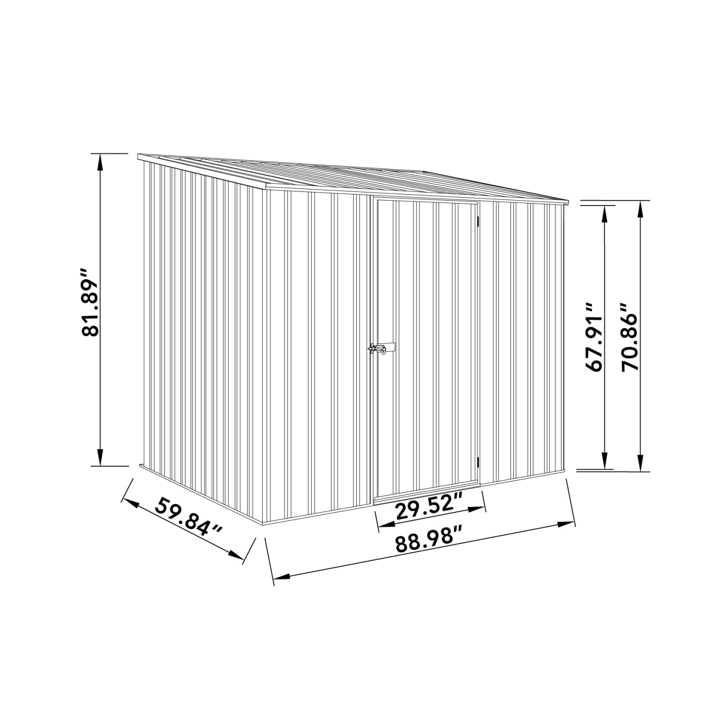 Palram  Absco | 7.5x5x7 ft Single Door Space Saver Metal Garden Shed - Woodland Gray - AB1108