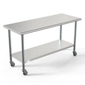KOOLMORE CT246018C 24" x 60" 18-Gauge 304 Stainless Steel Commercial Work Table with Casters, CT2460-18C. - CT246018C