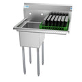 KOOLMORE 31 in. One Compartment Stainless Steel Commercial Sink with Drainboard, Bowl Size 12" x 16" x 10"  - SA121610-16R3.