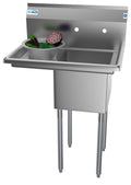 KOOLMORE 29 in. One compartment Stainless Steel Commercial Restaurant Sink with Drainboard, Bowl Size 14" x 16" x 11"   - SA141611-12L3.
