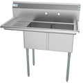 KOOLMORE 43 in. Two Compartment Stainless Steel Commercial Sink with Drainboard, Bowl Size 14"x 16"x 11"  - SB141611-12L3.