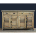 Sunset Trading Cottage 58" Shutter Door Credenza | Driftwood Brown Solid Wood Sideboard | Fully Assembled Console CC-CAB163S-DW - CC-CAB163S-DW