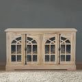 Sunset Trading Cottage 63" Arched Glass Door Credenza | Driftwood Brown Solid Wood Display Cabinet | Fully Assembled Sideboard -  CC-CAB1706S-DW