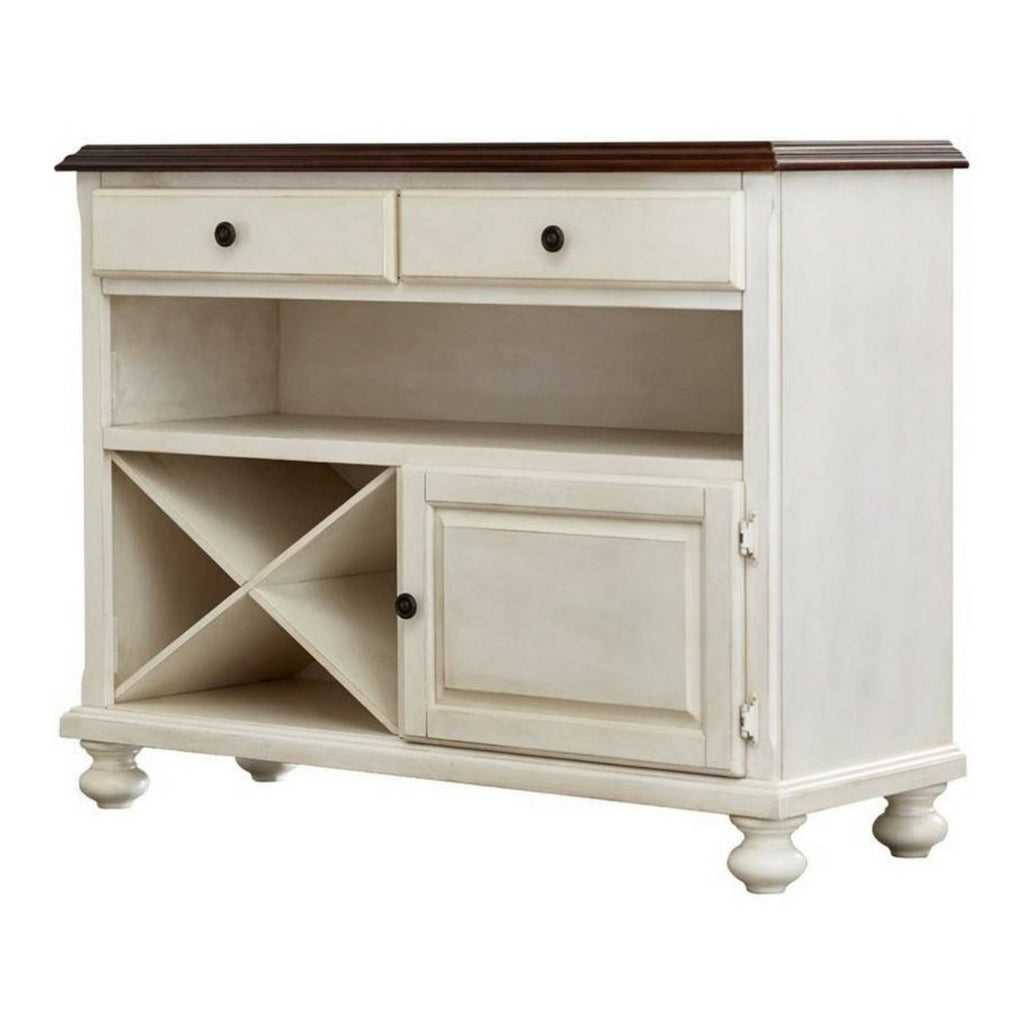 Sunset Trading Andrews Server | Antique White with Chestnut Brown Top -  DLU-ADW-SER-AW -