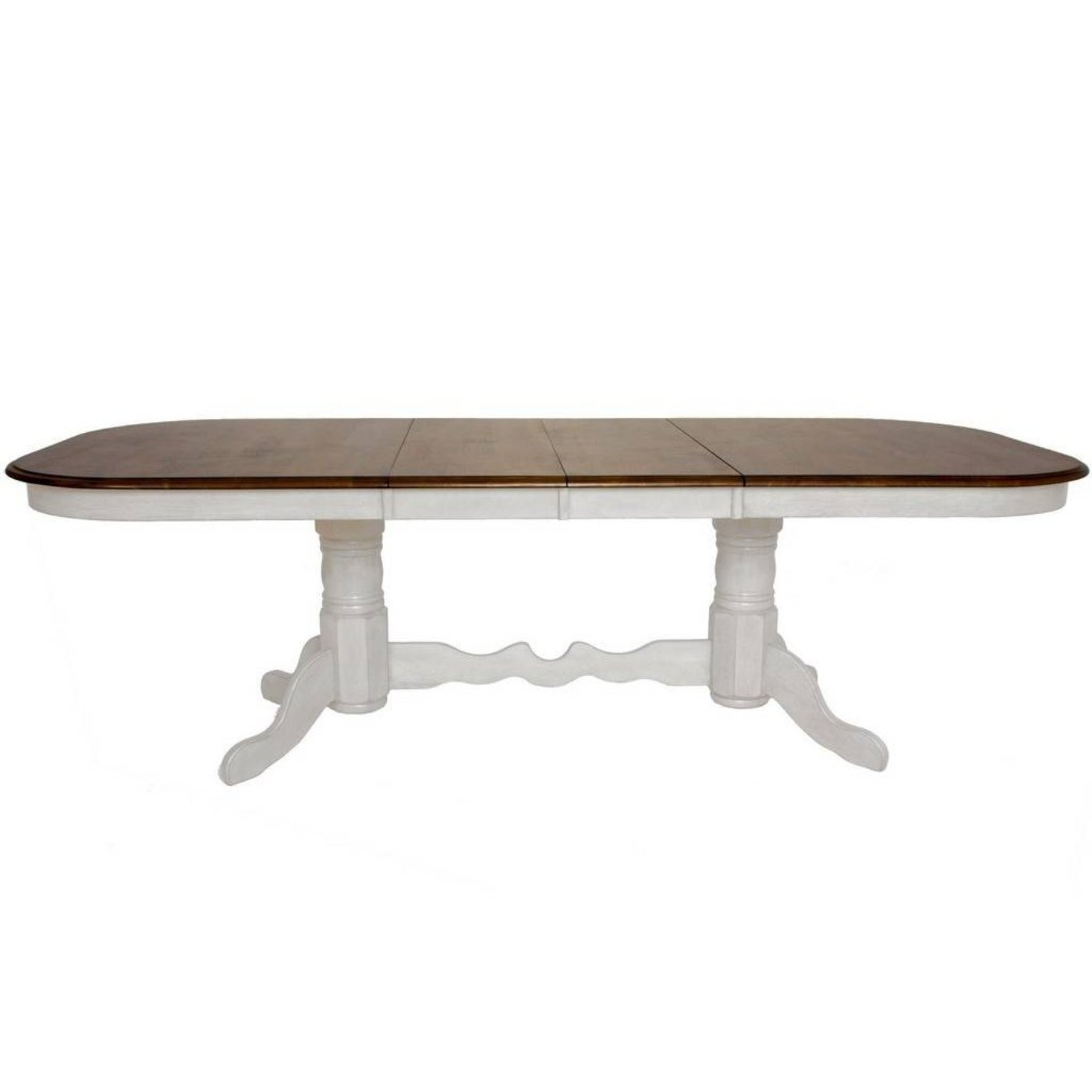 Sunset Trading Andrews 96" Oval Double Pedestal Extendable Butterfly Leaf Dining Table | Antique White and Chestnut Brown | Seats 10 -  DLU-ADW4296-AW