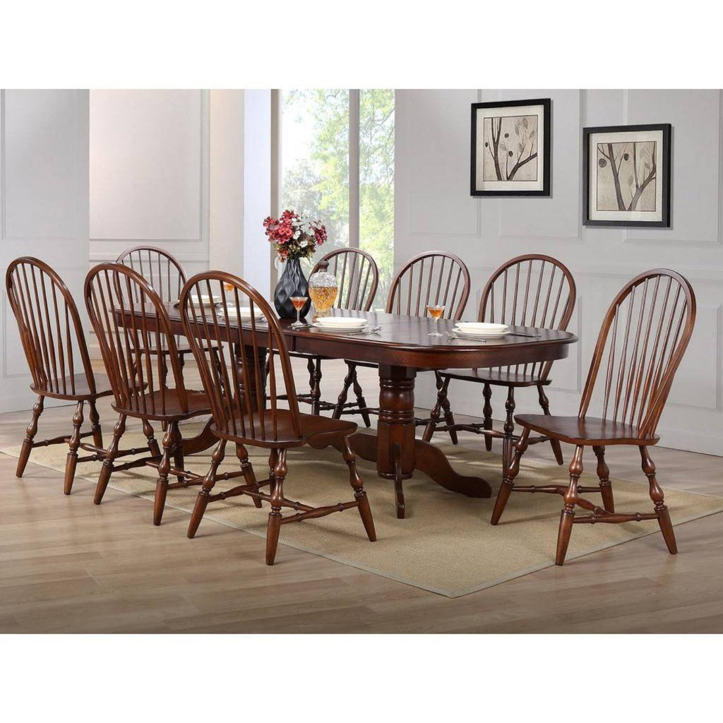 Sunset Trading Andrews 96" Oval Double Pedestal Butterfly Extendable Dining Table | Chestnut Brown | Seats 10 -  DLU-ADW4296-CT