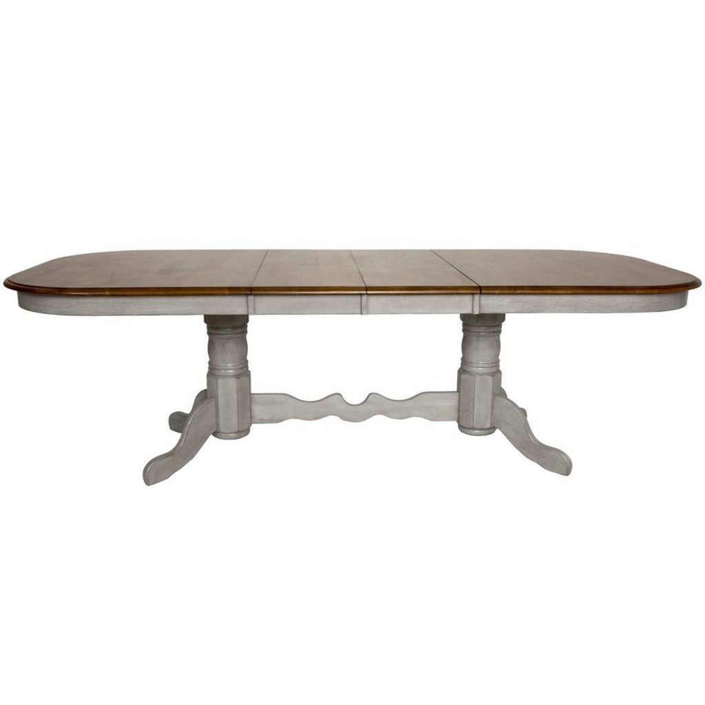 Sunset Trading Country Grove 96" Oval Double Pedestal Extendable Dining Table | Distressed Gray and Brown Wood | Seats 10  - DLU-CG4296-GO