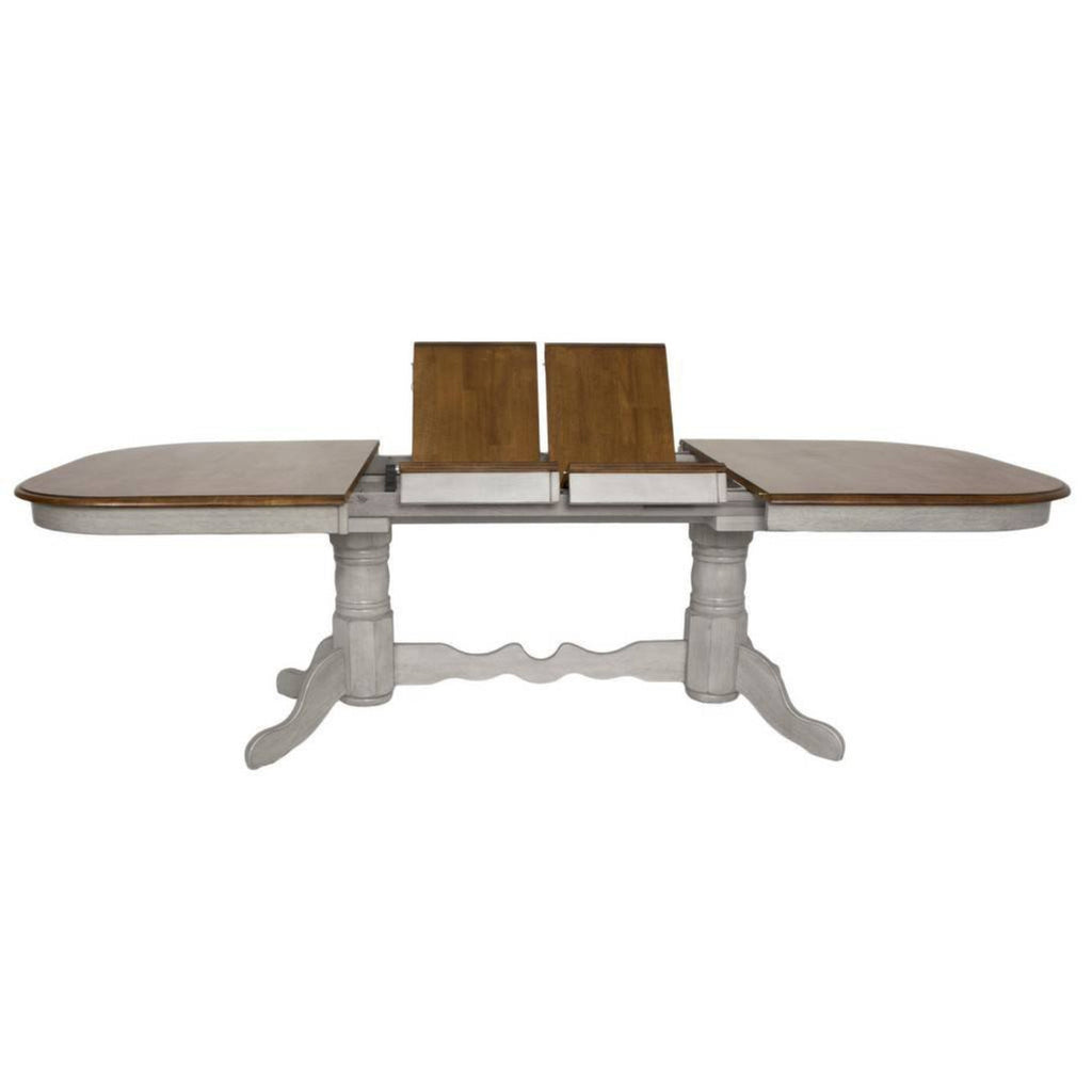 Sunset Trading Country Grove 96" Oval Double Pedestal Extendable Dining Table | Distressed Gray and Brown Wood | Seats 10  - DLU-CG4296-GO