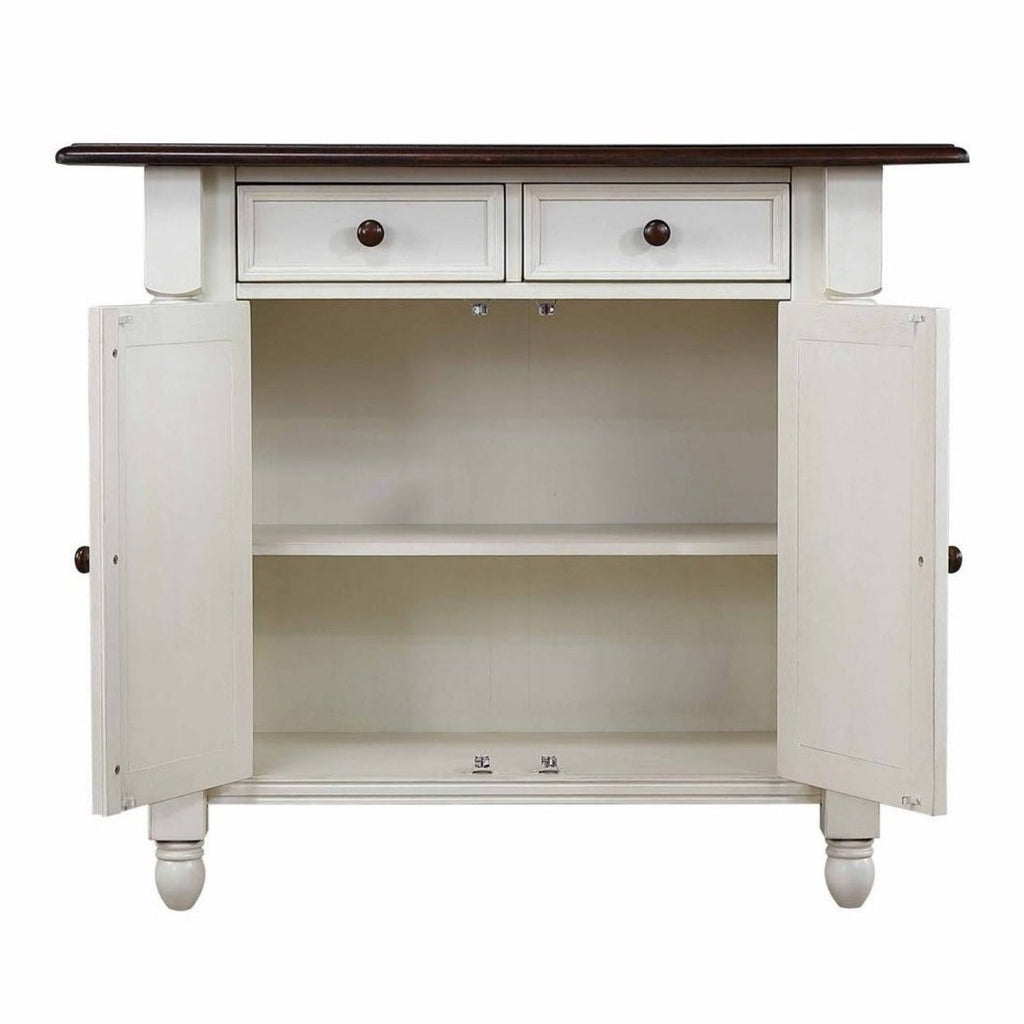 Sunset Trading Andrews Antique White Kitchen Island | Chestnut Brown Drop Leaf Top | Drawers and Cabinet -  DLU-KI-4222-AW