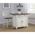 Sunset Trading Andrews Antique White Kitchen Island | Chestnut Brown Drop Leaf Top | Drawers and Cabinet -  DLU-KI-4222-AW