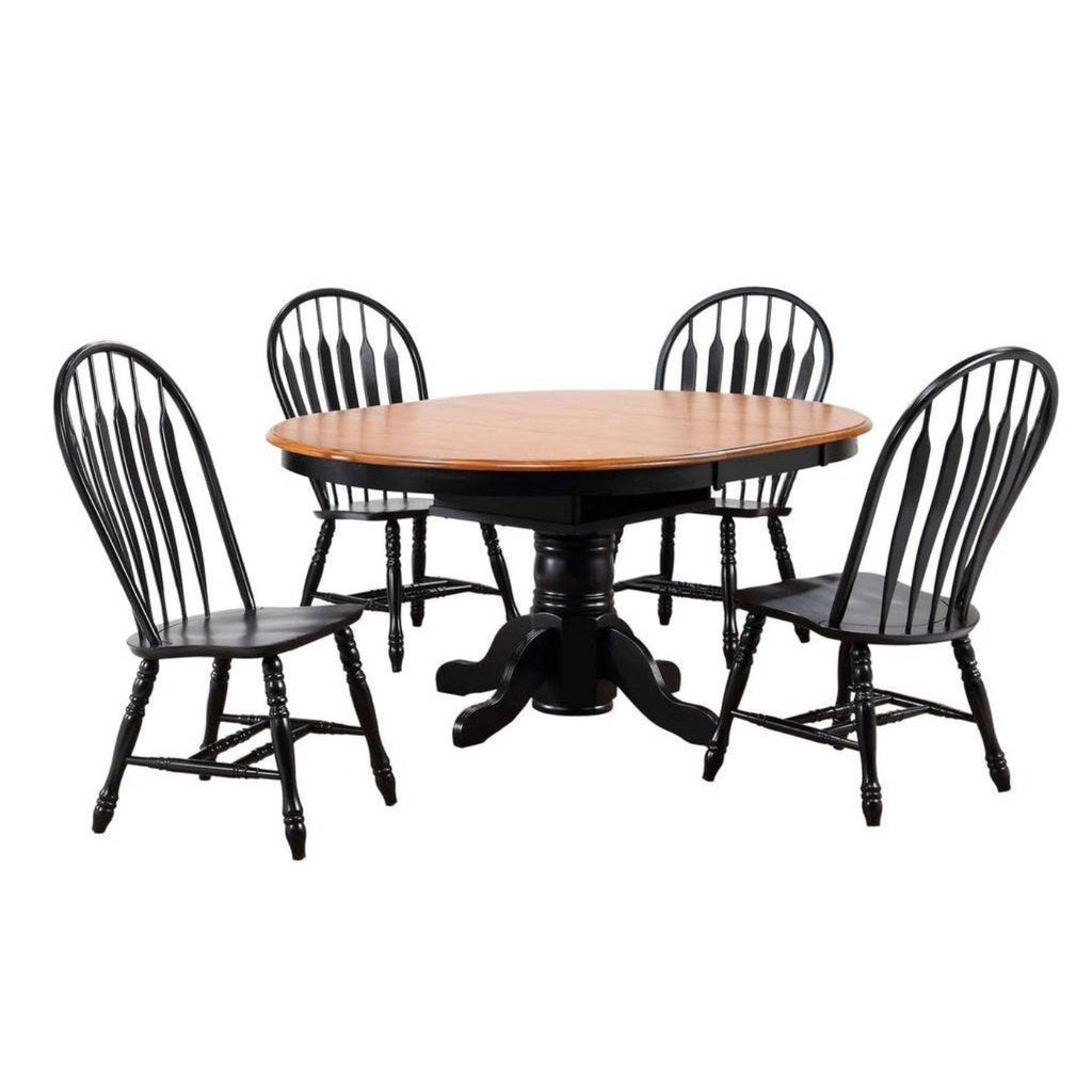 Sunset Trading Black Cherry Selections 5 Piece 66" Oval Extendable Pedestal Dining Set -